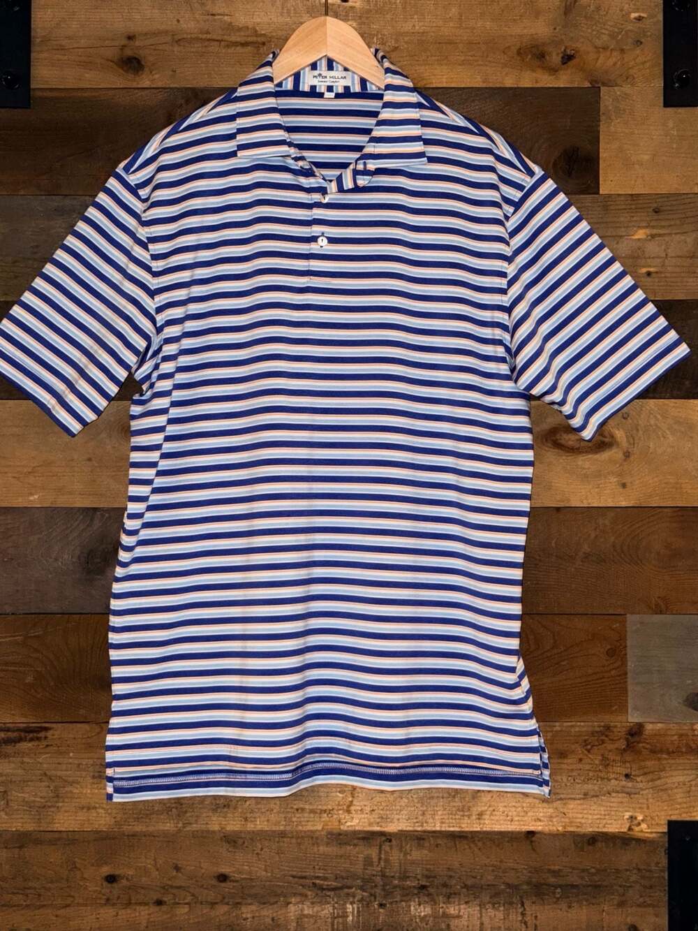 Peter Millar Summer Comfort Striped Performance Polo Shirt Size L
